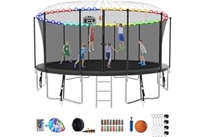 SKYUP Tranpoline 1500LBS 16 15 14 12 10 8 FT Tranpoline for 7-10 Kids and Adults, Windproof Outdoor Tranpoline with Enclosure Net, Basketball Hoop, Easy to Install & Last Long - ASTM Approved