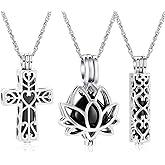 shajwo 3 Pack Cremation Urn Necklace for Ashes for Women Men Heart Lotus Cross Cylinder Cremation Jewelry for Ashes Loved One Memorial Keepsake Pendant
