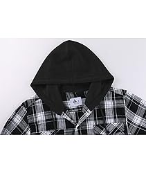 ZITY Men's Flannel Hoodie Shirts Casual Button Down
