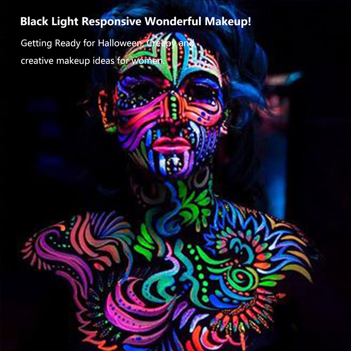 UV Blacklight Face Paint, Escolite Face And Body Paint For Run Party