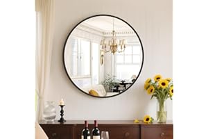 Sweetcrispy 20in Round Bathroom Mirrors for Wall, Bathroom Mirrors for Over Sink, Wall Decor for Bathroom, Entryway, Bedroom, Vanity, Classical Black