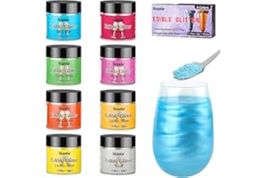 Roizefar Edible Glitter, 8 Colors x 4g Edible Glitter for Drinks, Food Grade Sprinkles Luster Dust Powder Set for Chocolate, Wine, Strawberries, Cake Decorating