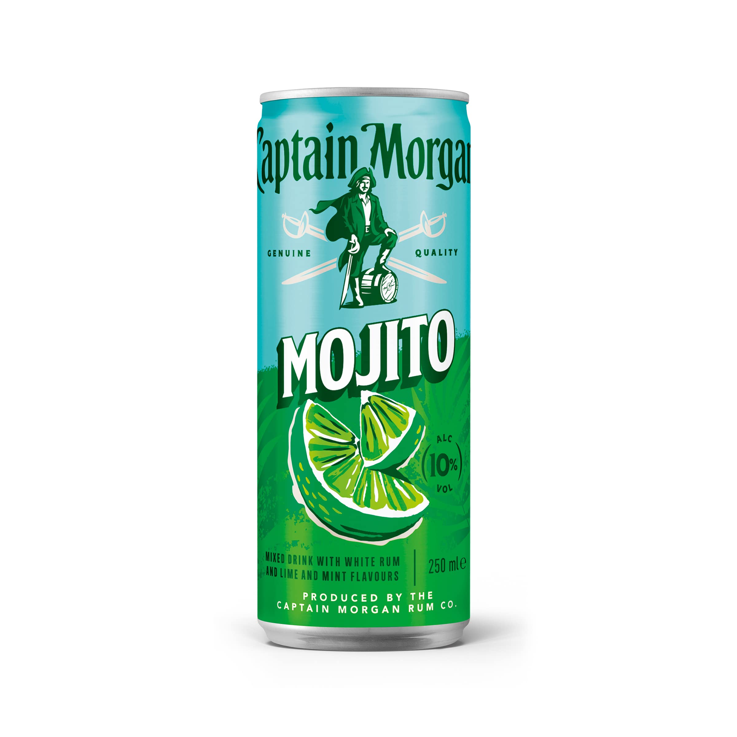 Captain Morgan White Rum Mojito, Erfrischendes Mixgetränk mit 10 Prozent Alkohol, 12 Dosen x 250 ml (EINWEG Verpackung), Weißer Rum mit Limetten- und Minzgeschmack für unterwegs 3