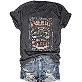 Women Nashville Shirts Vintage Country Music T Shirt Short Sleeve Rock Band Tops