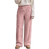 FEOYA Women's Plush Pajama Pants Fuzzy Lined Pajama Bottoms Fall Winter Warm Sleepwear Pants Cozy Lounge Wear
