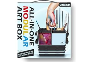 KRYDRUFI Portable All-in-One Modular Painting Station with Paint Brush Cleaner and Holders,Wet Paint Palette Tray with Lid for Miniature Painting and Acrylic Paints (Ultra Set)