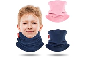 Aegend Neck Warmer for Kids 2 Pack, Double-Layer Fleece Ski Neck Gaiter for Boys Girls Youth Winter Cold Weather Scarf