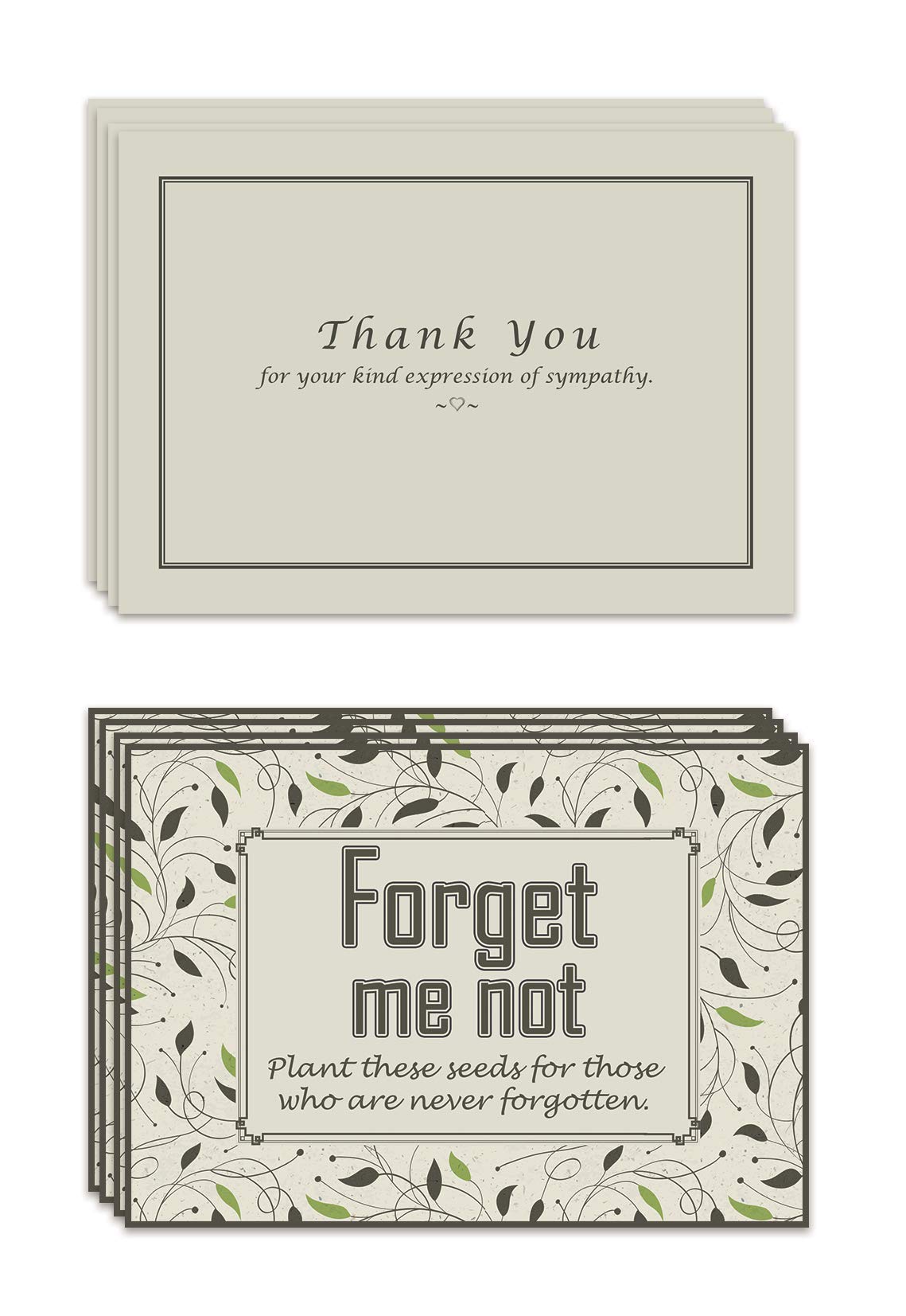 15 Thank You for Your Sympathy Cards and 15 unfilled Forget me not Seeds envelopes