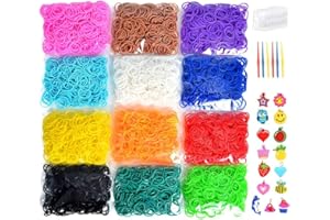 VICOVI 5400+ Colorful Rubber Bands Refill Set Includes: 4800+ Premium Quality Loom Rubber Bands in 12 Unique Colors + 300 S-Clips + 15 Lovely Charms + 6 Crochet Hooks, No Loom Board Include.