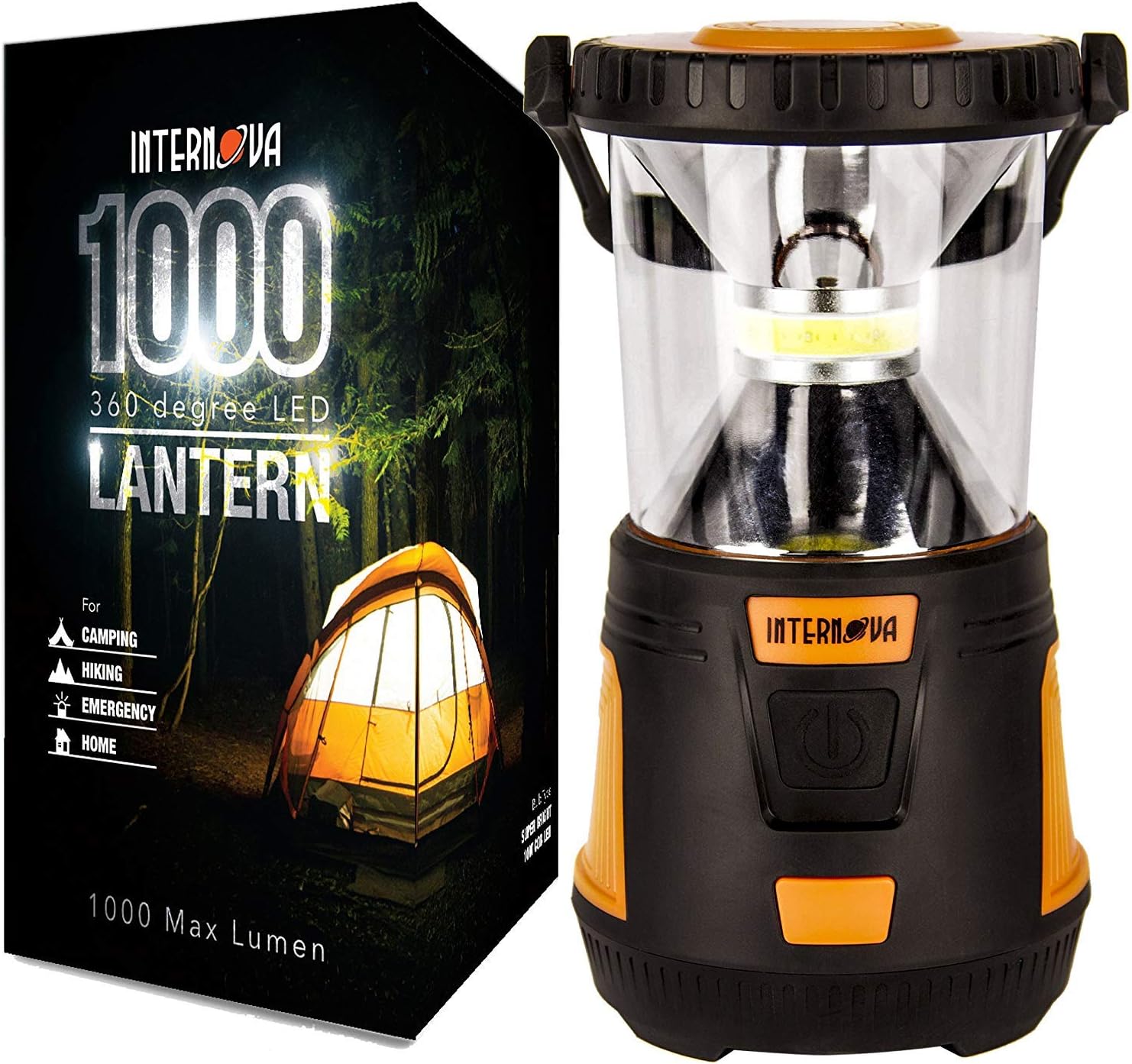 Internova 1000 LED Camping Lantern - Massive Brightness with Fully Adjustable 360 Arc Lighting - Emergency - Backpacking - Construction - Hiking - Auto - Home - College (Cadmium Orange): Sports & Outdoors