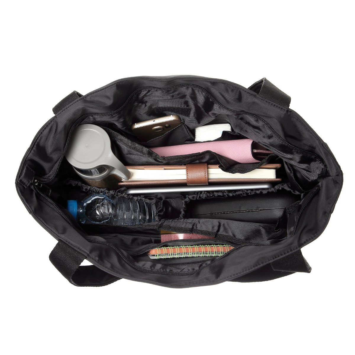 TENXITER Women Fashion Large Tote Shoulder Handbag Waterproof Tote Bag Multi-function Nylon Travel Shoulder (Black)