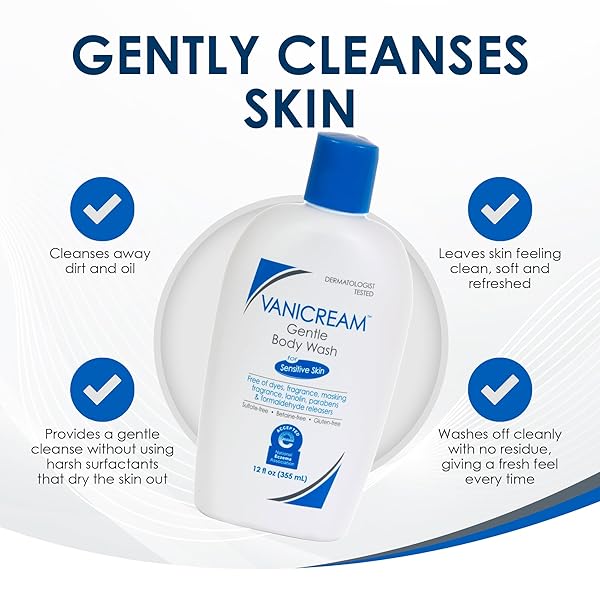 VANICREAM GENTLE BODY WASH -12 FL OZ – FORMULATED WITHOUT COMMON IRRITANTS FOR THOSE WITH SENSITIVE SKIN