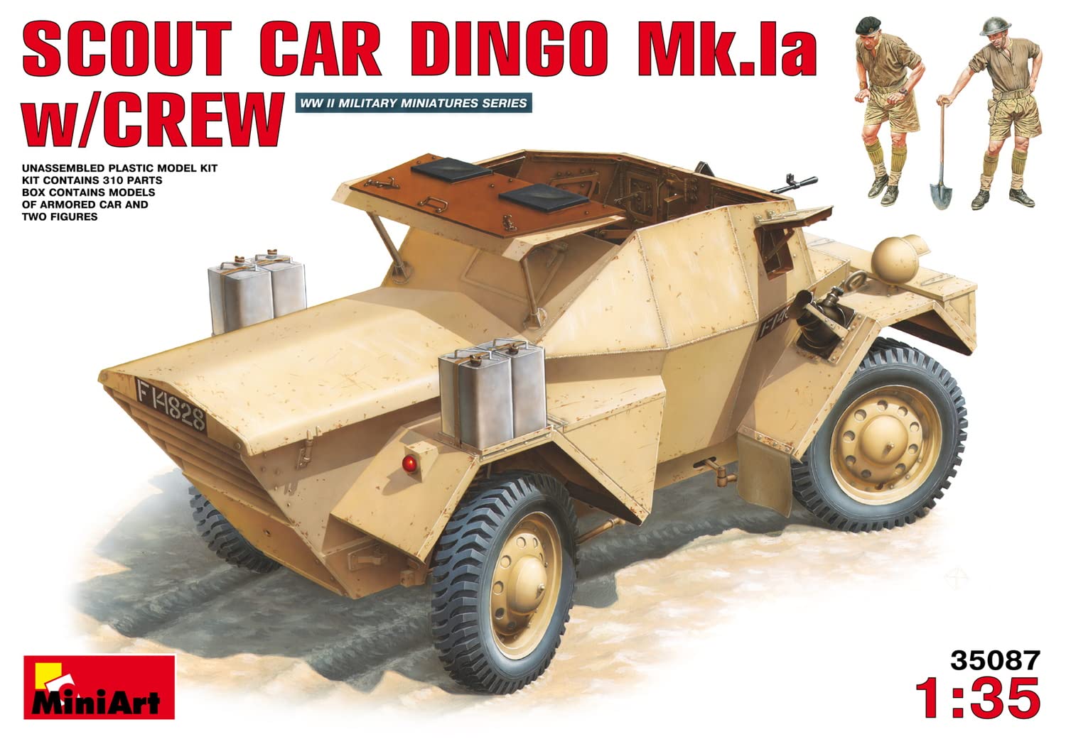 Miniart 1:35 Scale Scout Car Dingo Mk 1a w/crew Plastic Model Kit, Neutral (Grey/Green)