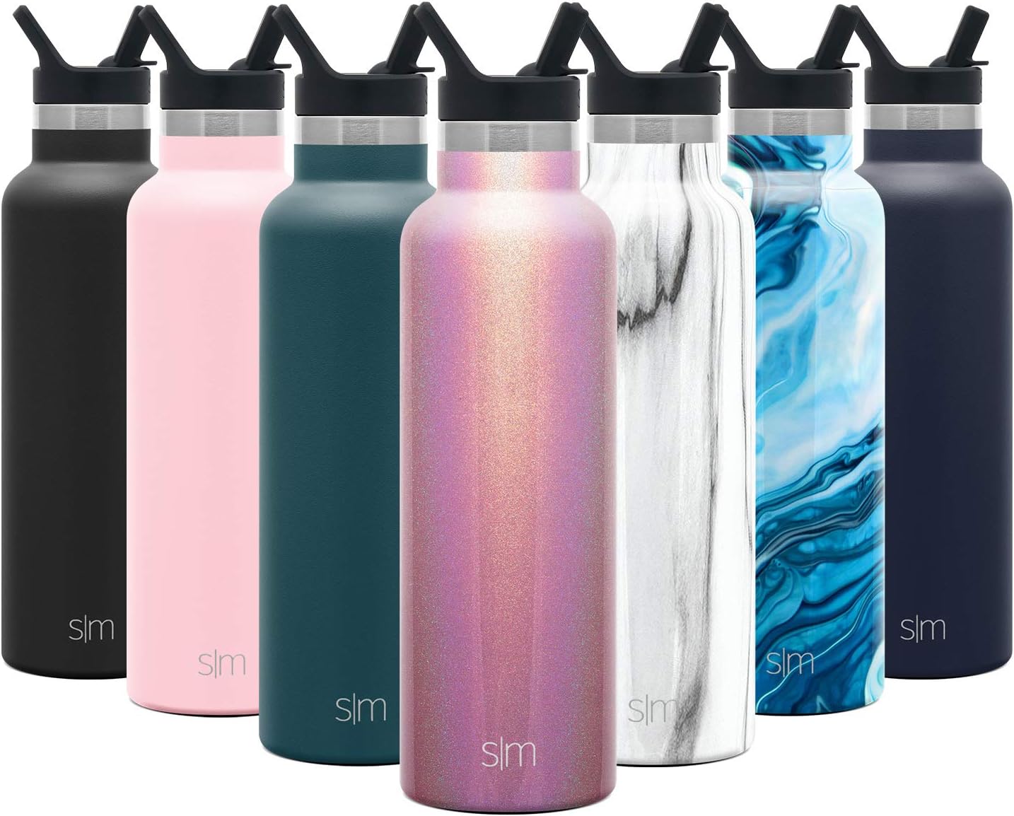Simple Modern 20oz Ascent Water Bottle with Straw Lid - Stainless Steel Hydro Tumbler Flask - Double Wall Vacuum Insulated Small Reusable Metal Leakproof Shimmer: Rose Quartz