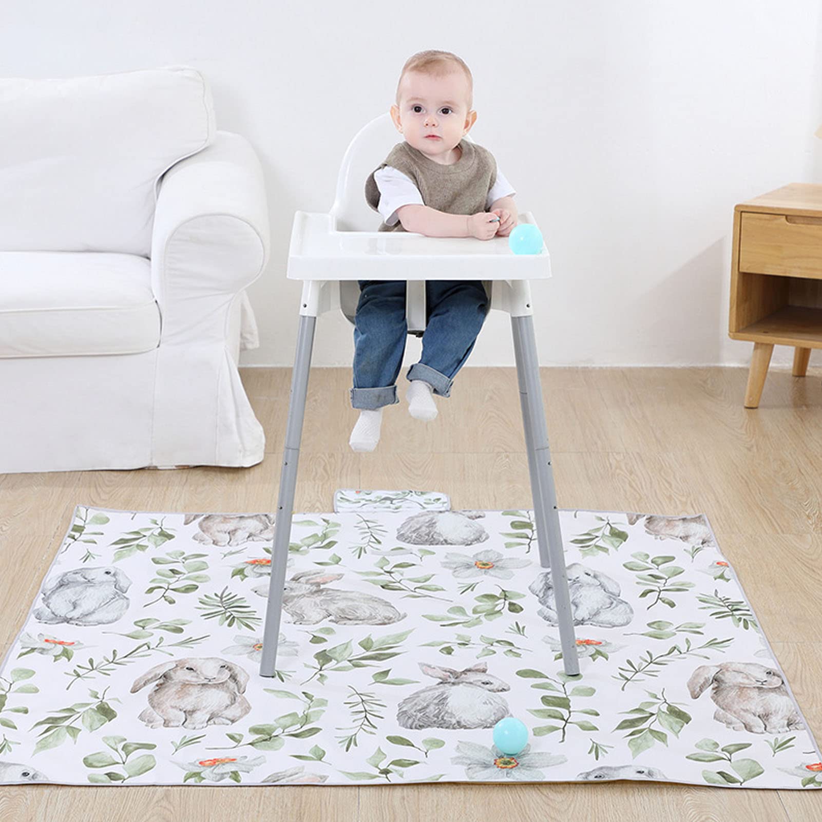 SALALIS Baby Splat Mat for Under High Chair Multifunctional Waterproof Skidproof Playtime Mats for Kids, Floors or Tables, Reusable Fabric (51.2 x 51.2in)