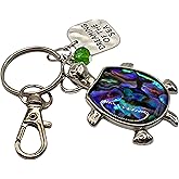 Sea Turtle Keychain, Abalone Shell Keyring, Dreaming of the Sea Quote, Stocking Stuffer Gifts for Women