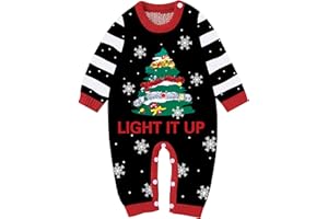 Meteorito Baby Boys Girls Christmas Outfit Knitted Sweater Romper Long Sleeve Button Closure Xmas Clothes 0-24M