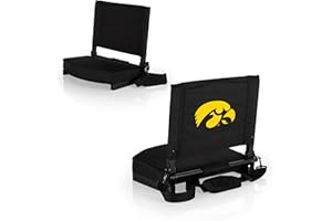 PICNIC TIME NCAA Georgia Bulldogs Gridiron Stadium Seat, Lightweight, Portable Folding Chair for Bleachers and Benches, (Black)