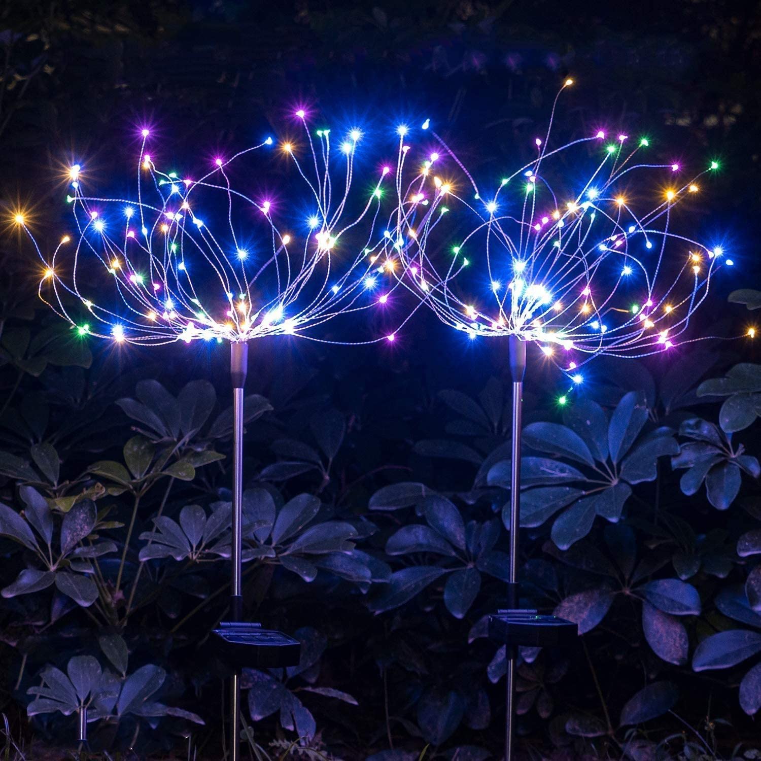 XIHAMA Solar Garden Lights Solar Firework Lights, 2 Pack 200 LEDs 8 Lighting Modes Solar Lights Outdoor Waterproof for Garden Patio Walkway Pathway Party Wedding Decorative (2 Pack 200 LEDs, Colorful)