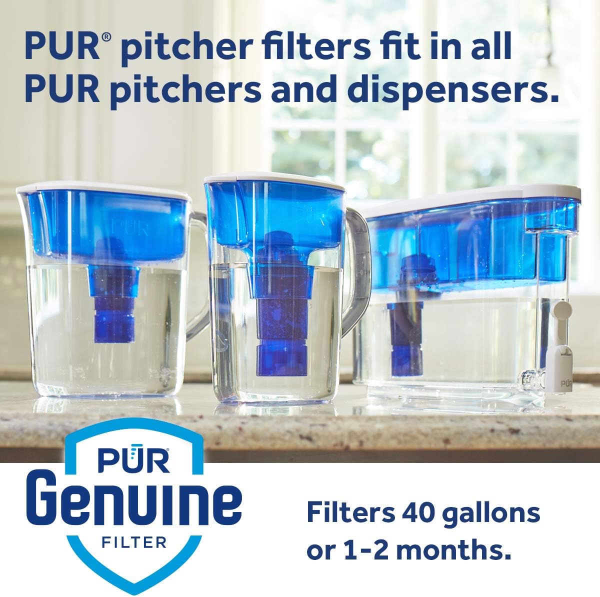 PUR Water Pitcher Replacement Filter, 4 Pack (Faster Pour): Kitchen & Dining