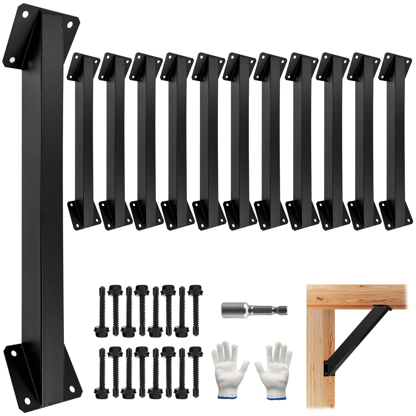 ITEVE.GD 45 Degree Angle Support Pergola Bracket Kits,Heavy Duty Connectors for Indoor & Outdoor Woo