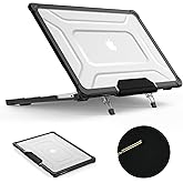 SEYMAC stock Case for MacBook Pro 14 inch, Shock-Absorbing Protection with Folding Stand &Mouse Pad Case for MacBook Pro 14 inch, HardBlack