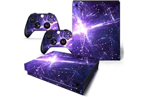 ZOOMHITSKINS Compatible for Xbox One X Skin, Xbox One X Controller Skin and Console Skin, Galaxy Mauve Pastel Eclipse Solar White Star, Durable & Fit, 3M Vinyl, Easy to Install, Precise Cut-Outs