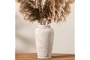 OOIT Ceramic Large Flower Vase, 11 Inch Tall White Rustic Vase Farmhouse Decorative Vase Floral Pottery Vases for Home Decor Table Living Room Entryway Mantel Bedroom Bathroom Kitchen - Rustic White