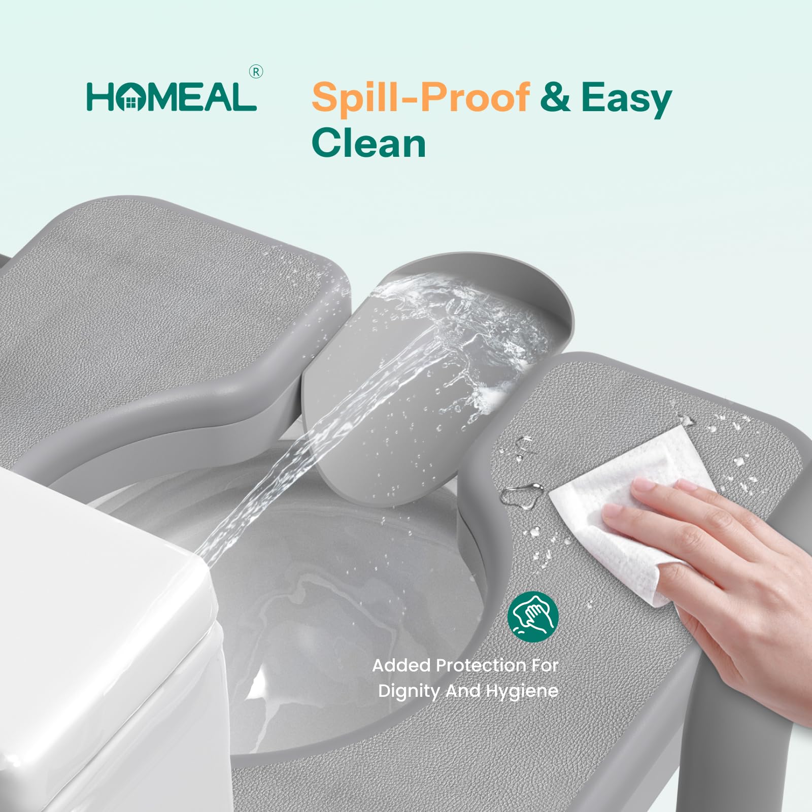 HOMEAL Raised Toilet Seat Riser with Handles for Seniors, 450LBS Heavy-Duty 3in1 Commode Chair for Disabled & Patients with Reinforced Frame & Protective Deflector, Built for Safety & Clean