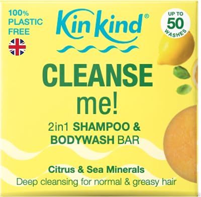 KinKind CLEANSE Me 2in1 Shampoo Bar - Natural, Vegan, UK Made, 50 Washes
