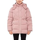 Rokka&Rolla Girls' Water-Resistant Long Puffer Jacket Winter Coat with Faux Fur-Lined Hood