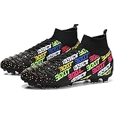 WELRUNG Unisex FG Cleats Training Athletic Non-Slip Long Studs High-Top Football Soccer Shoes for Youth