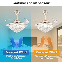 YPQXYHDA 36" Modern Fandelier Ceiling Fan with