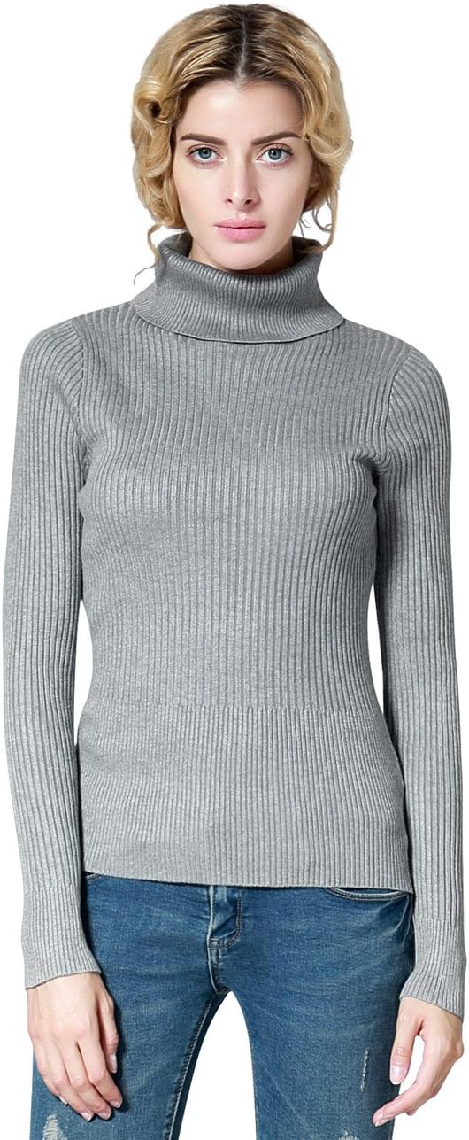 ninovino Women's Turtleneck Ribbed Long Sleeve Sweater Pullover Tops