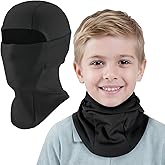 Kids Balaclava Fleece Winter Face Mask, Full Face Cover Neck Gaiter Cold Weather Gear, Warm Ski Mask Hood for Boys Girls 4–12