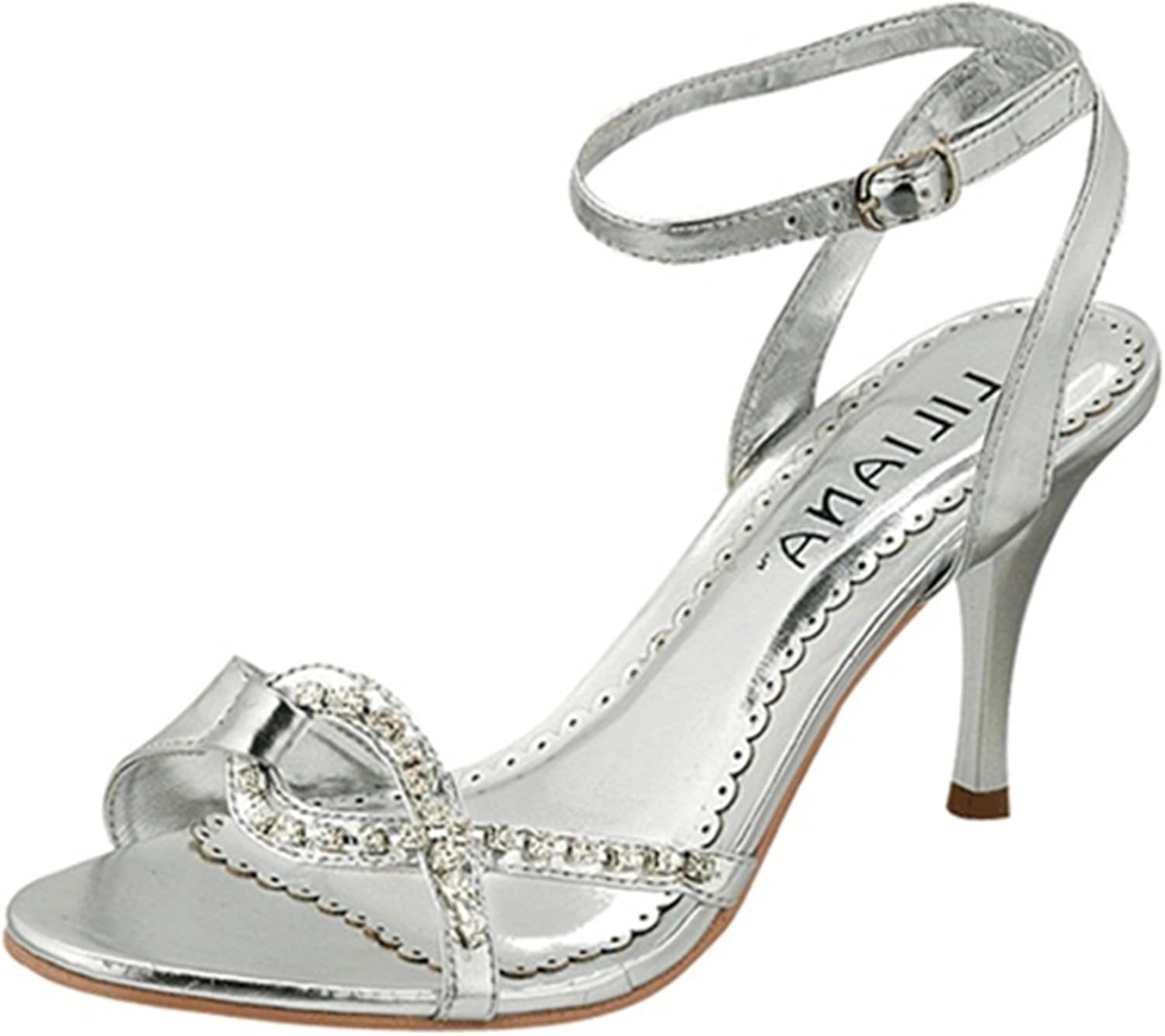 Amazon.com | Wild Diva Women's Pia-06 Silver Color Rhinestone Evening Shoes, Silver, 7.5 | Sandals