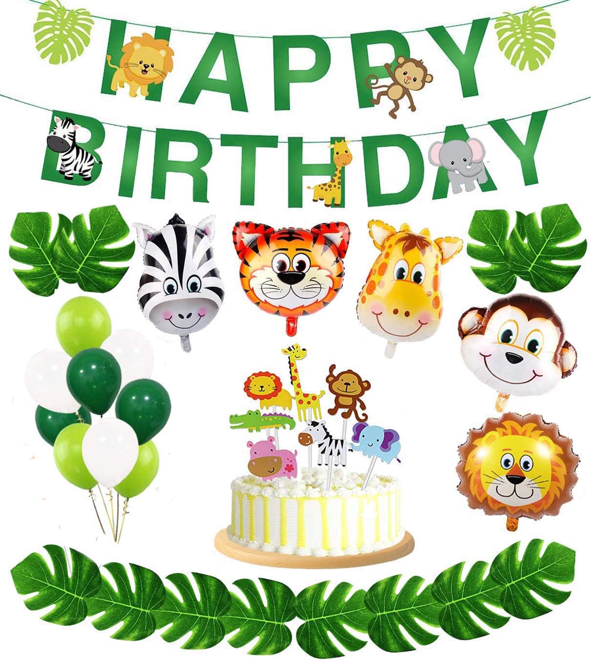 Richaa 45Pcs Jungle Party Decoration Balloon Supplies, Baby Shower Animal Ballons Birthday Jungle Party Safari Party Jungle Theme Party Baloon Wedding Party Decor