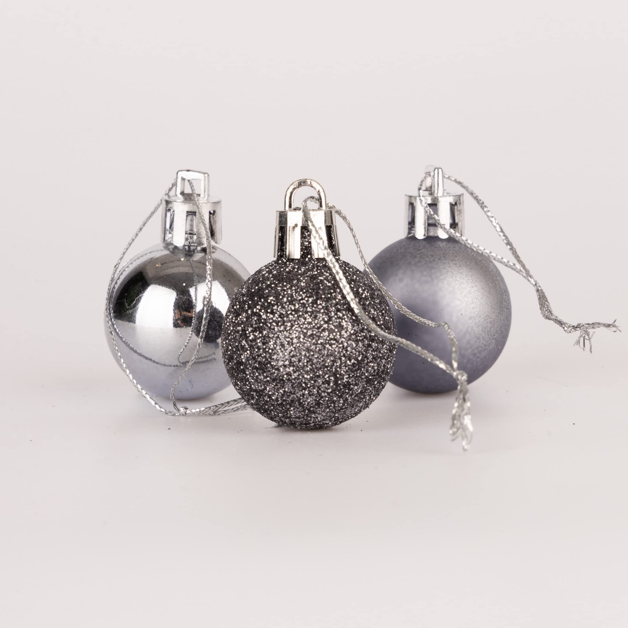 30mm/12Pcs Christmas Baubles Shatterproof Dark Grey, Christmas Tree Decorations Ball Ornaments Balls Xmas Hanging Decorations Holiday Decor - Shiny,Matte,Glitter