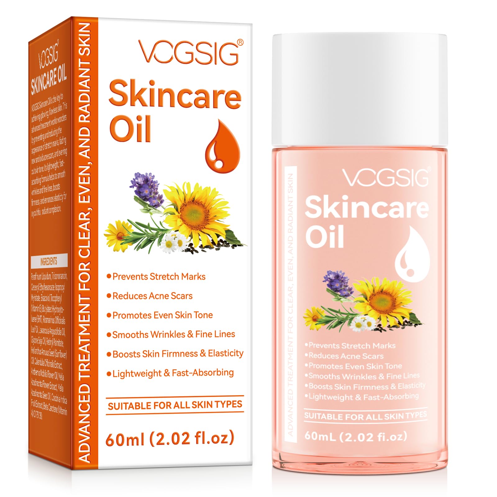 Skincare Body Oil, Serum for Scars and Stretchmarks, Face Moisturizer Dry Skin, Non-Greasy, Dermatologist Recommended, Non-Comedogenic, For All Skin Types, with Vitamin A, E