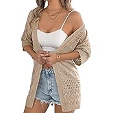 Kaei&Shi Short Sleeve Cardigan,Summer Beach Sweaters for Women Lightweight,Boho Kimono Crochet Tops