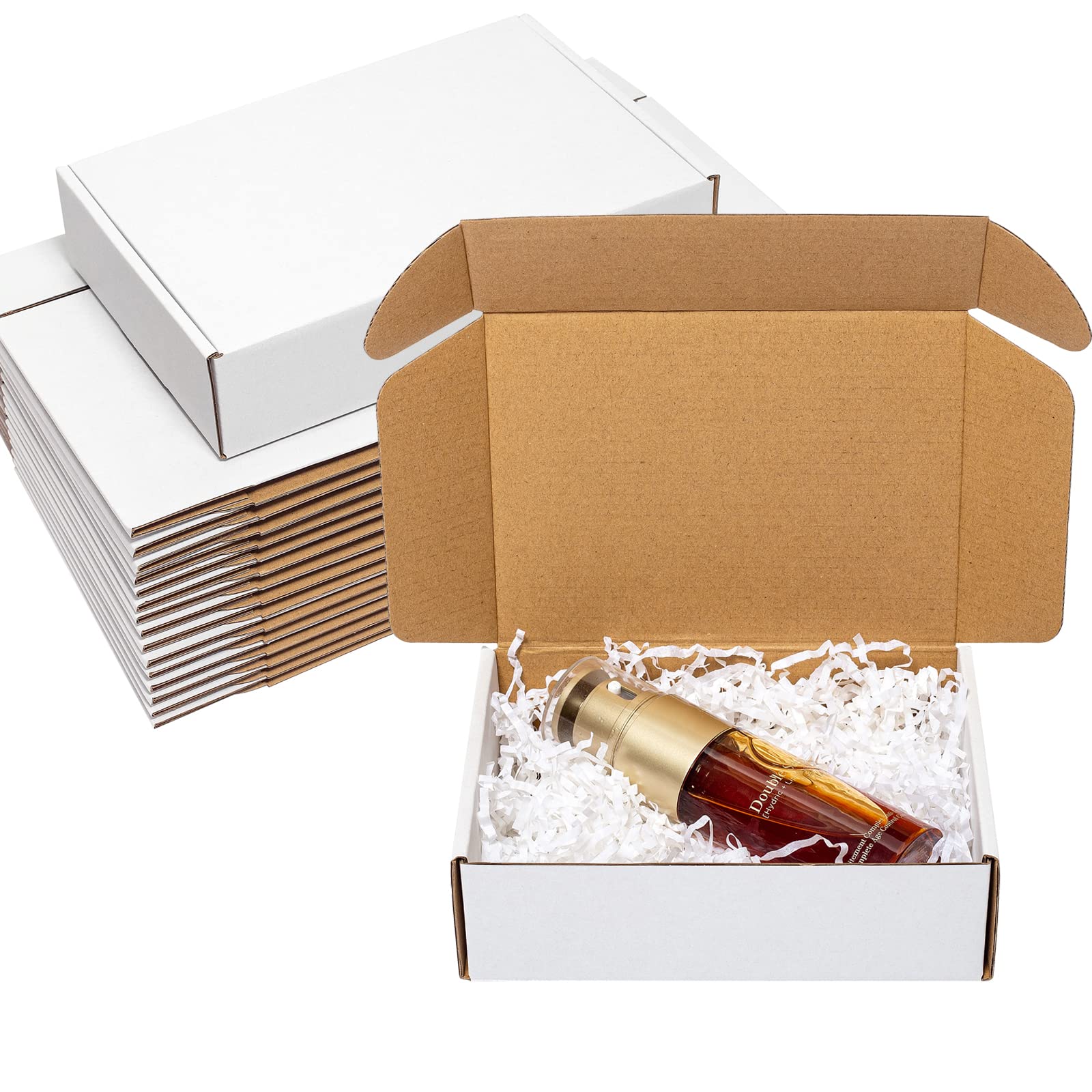 Photo 1 of Wowxyz Shipping Boxes 7x5x2" 25 Pack - White Corrugated Cardboard Box Mailers for Small Business, Literature Mailer Box Packaging Supplies