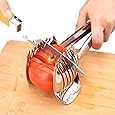 Best Utensils Tomato Slicer Lemon Cutter Multipurpose Handheld Round Fruit Tongs Stainless Steel Onion Holder Easy Slicing Kiwi Fruits & Vegetable Tools Kitchen Cutting Aid Gadgets Tool