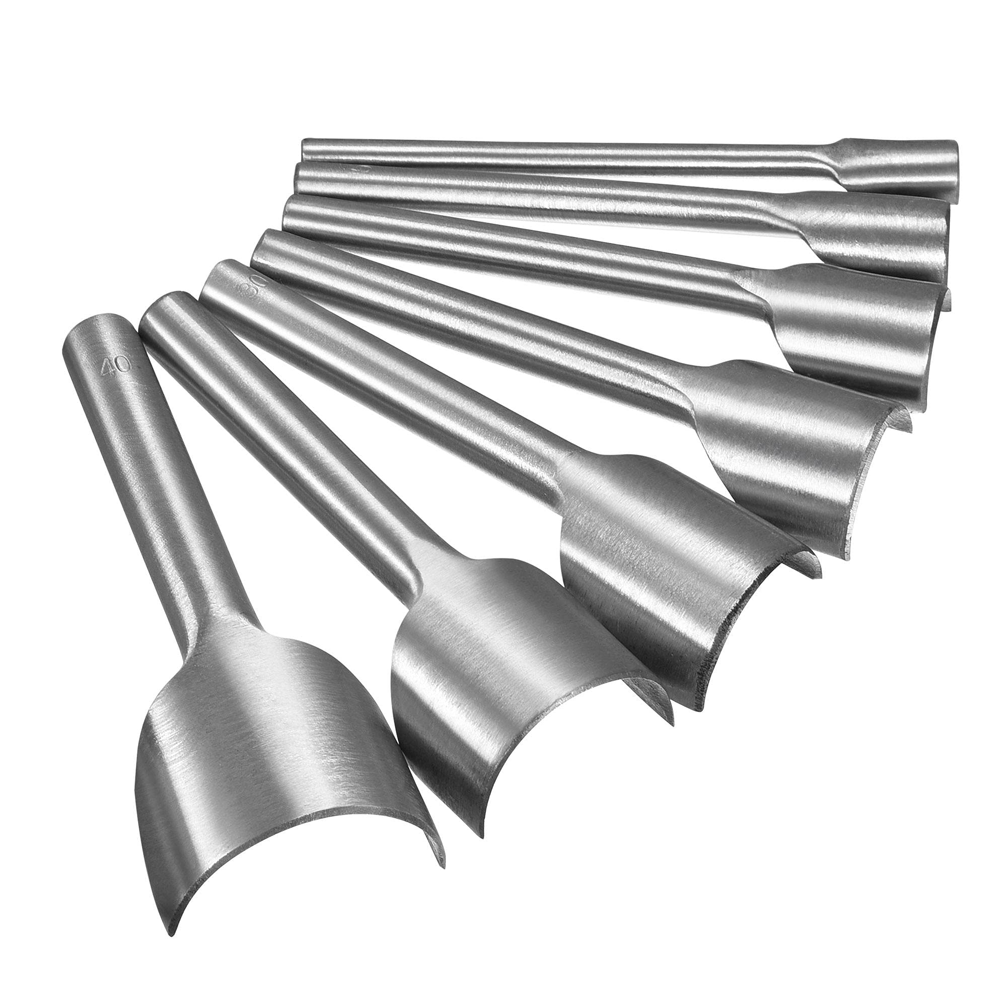 sourcing map Half-Round Leather Cutter Punch Set 10mm-40mm Strap End Punch Tool for Crafting Strap Belt, Wallet and Bag DIY Craft, Set of 7