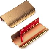 RVPEKUPE 5-Pack Adhesive Edge Finger Pulls for Cabinets No Drill Hidden Drawer Pulls Flat Stick On Cabinet Handles (Brushed Gold, 3.15" Length)