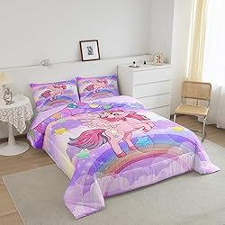 Feelyou Unicorn Comforter Set for Girls King Size