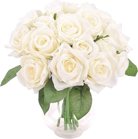 Famibay Fleur Artificielle Blanche Et Rose De Soie Bouquet De Fleurs Pour La Decoration De Mariage Maison Decoration 1 Blanc 2 Bouquet Amazon Fr Cuisine Maison