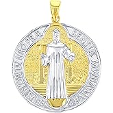 Jewelry America Solid 14K Yellow Gold St Benedict Medal Charm Saint Pendant with High Polish