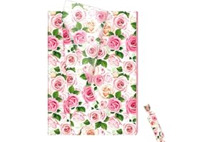 Roczential 60 Sheets 20'' x 14'' Watercolor Rose Floral Tissue Paper Gift Wrapping Tissue for Valentine's Day, Mother's Day, 