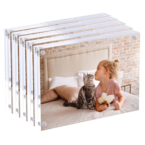 9x13cm Premium Acryl-Fotorahmen - Magnet-Fotorahmen - doppelseitige dicke Desktop-Rahmen (5 Stück)