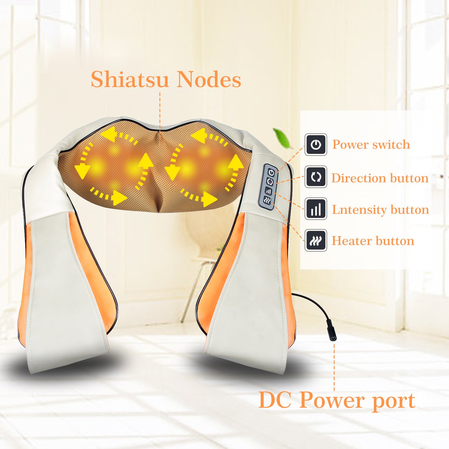 Betorcy Shiatsu Neck Massager - with Heat 4D Kneading, Adjustable Intensity, Relieve Muscle Pain - for Neck, Back, Shoulders, Legs, Foot